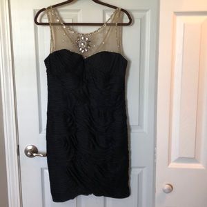 Black Dress with mesh, diamond and pearl detail
